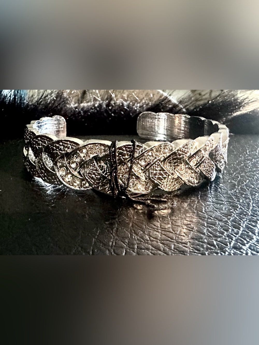 paparazzi Silver-Tone Braided Leaf Cuff Bracelet
